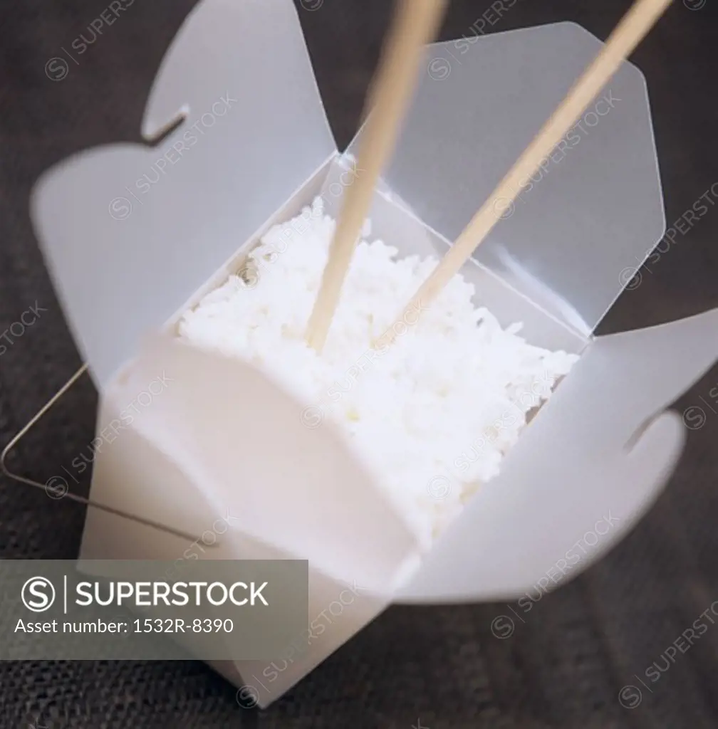 Cooked Rice in a To-go Container