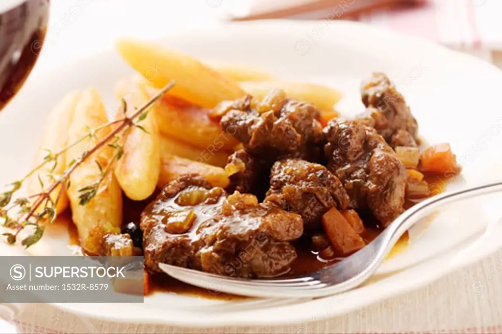 Venison ragout with potato noodles and thyme