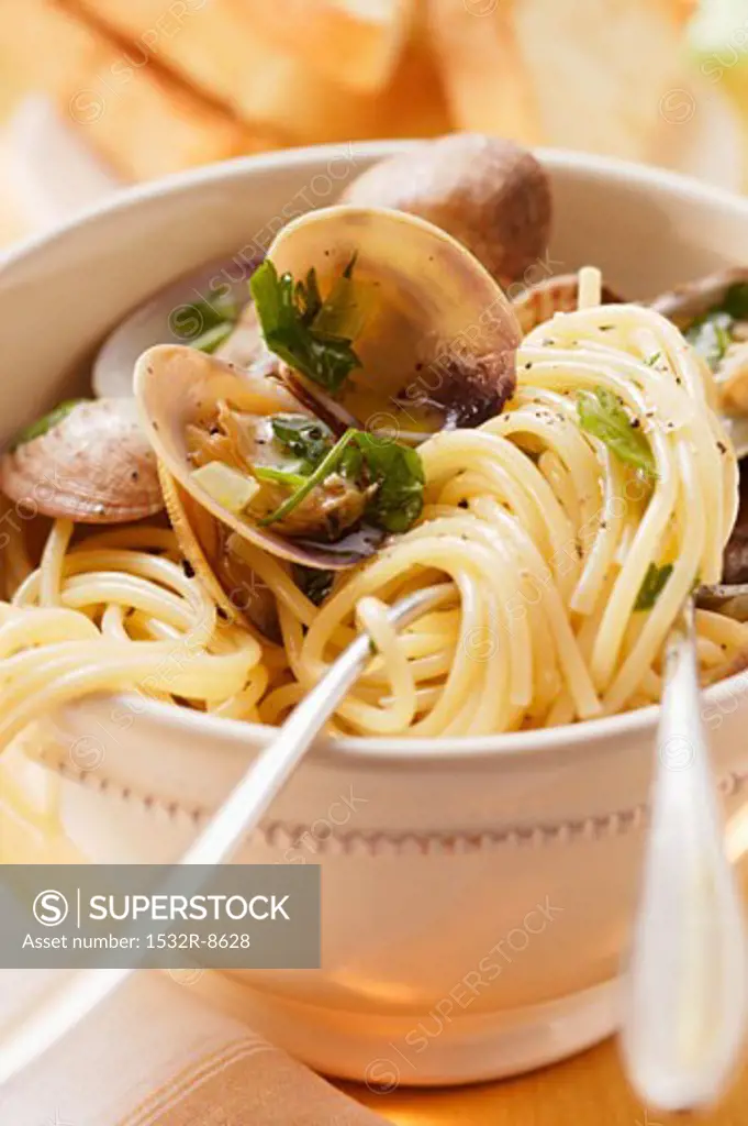 Spaghetti vongole with herbs