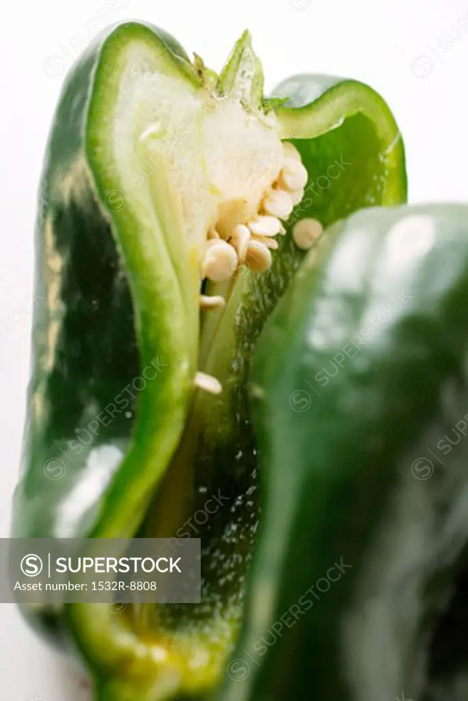 Green pepper (Poblano from Mexico), halved