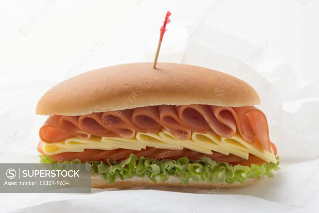 Sub sandwich on sandwich wrap