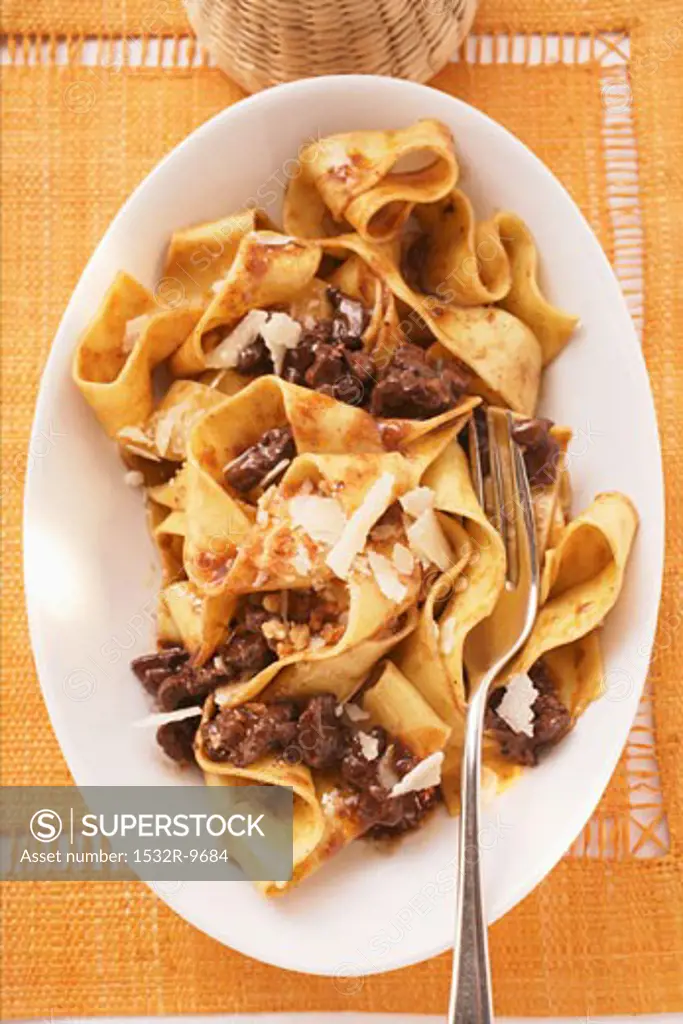 Pappardelle with meat ragout with Barolo & Parmesan shavings