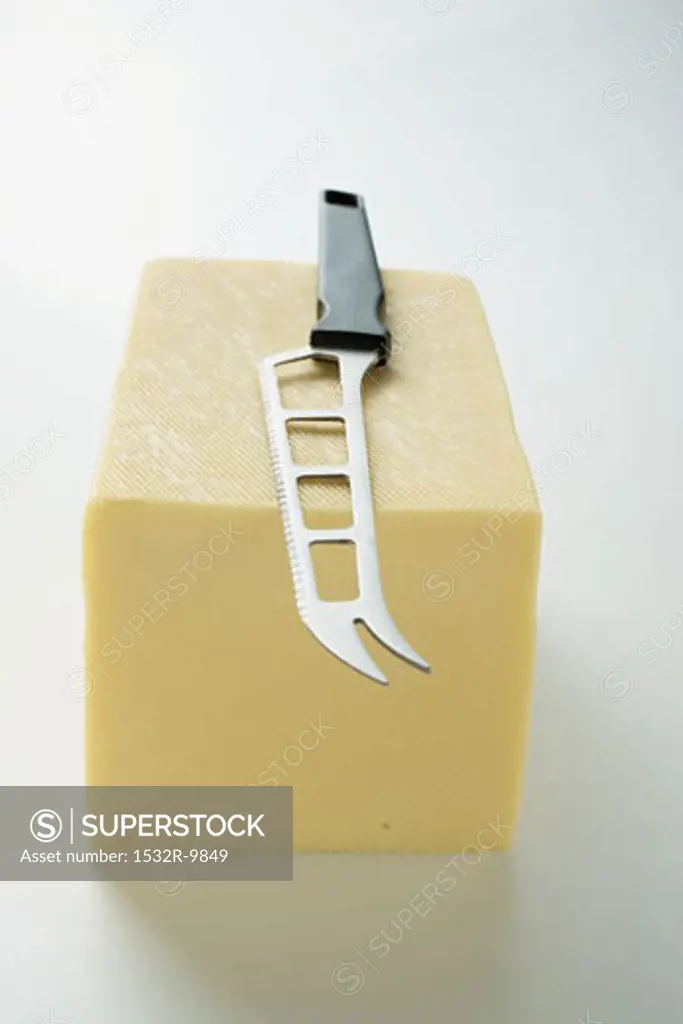 Semi-hard cheese with cheese knife