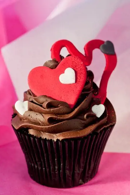 Chocolate cupcake with ganache, buttermilk filling and red hearts, 10/16/2013