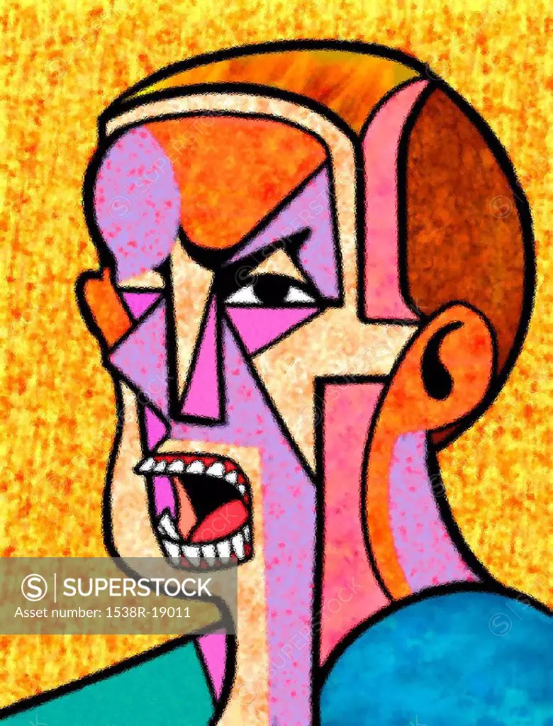 A drawing of an angry man
