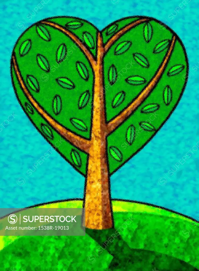 An illustration of a heart shaped tree