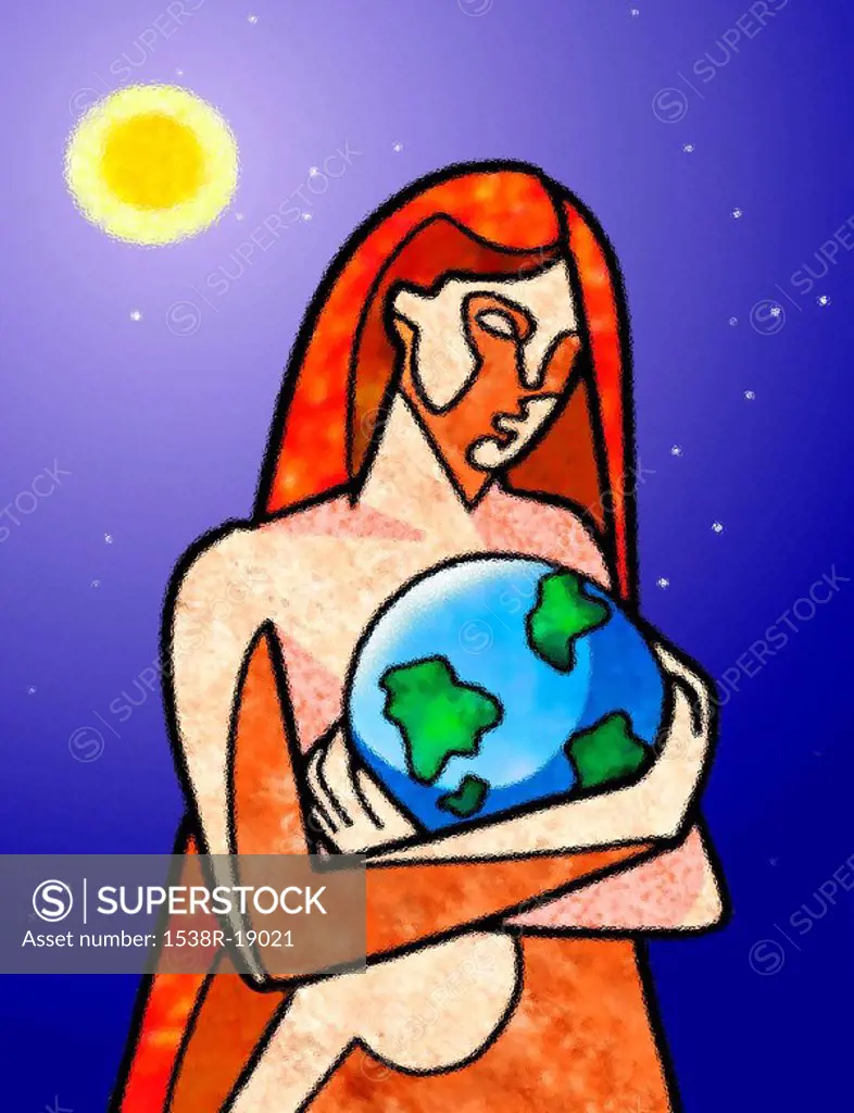 Woman cradling the earth