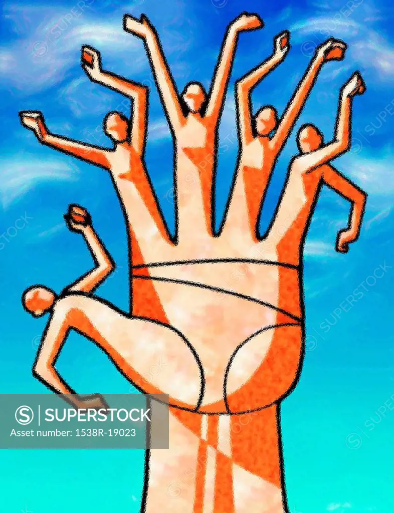 A graphic illustration of a living hand