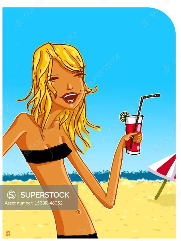 A girl having fun at the beach