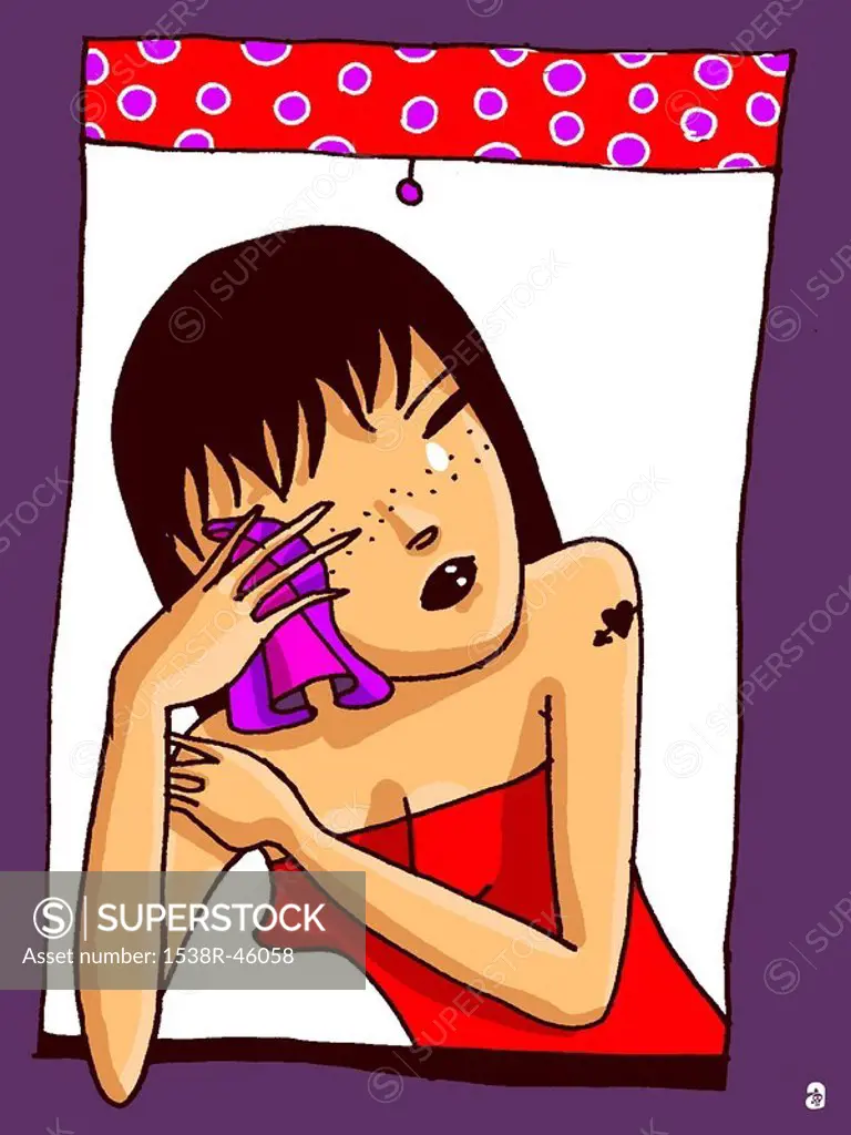 An illustration of a crying girl