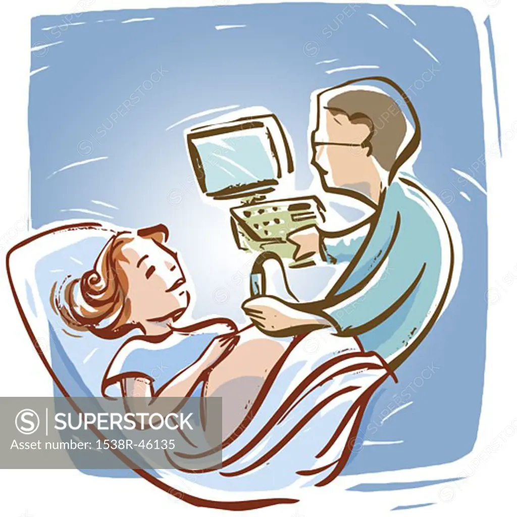 A doctor doing an ultrasound test