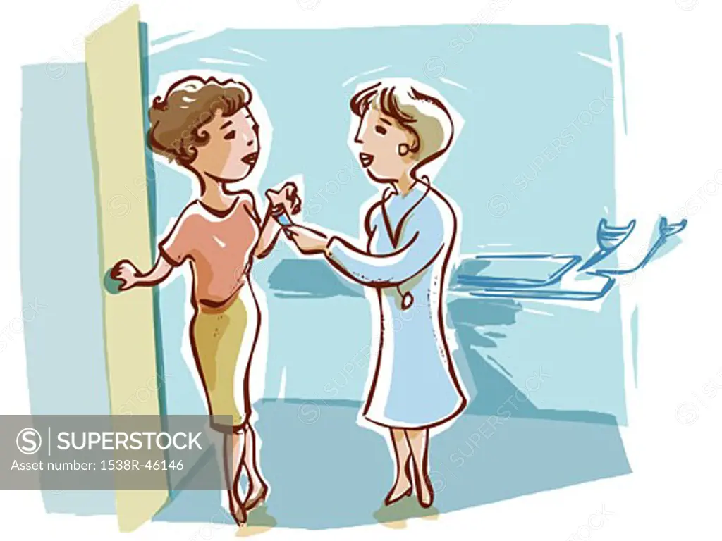 Doctor handing a pap test tube to a patient
