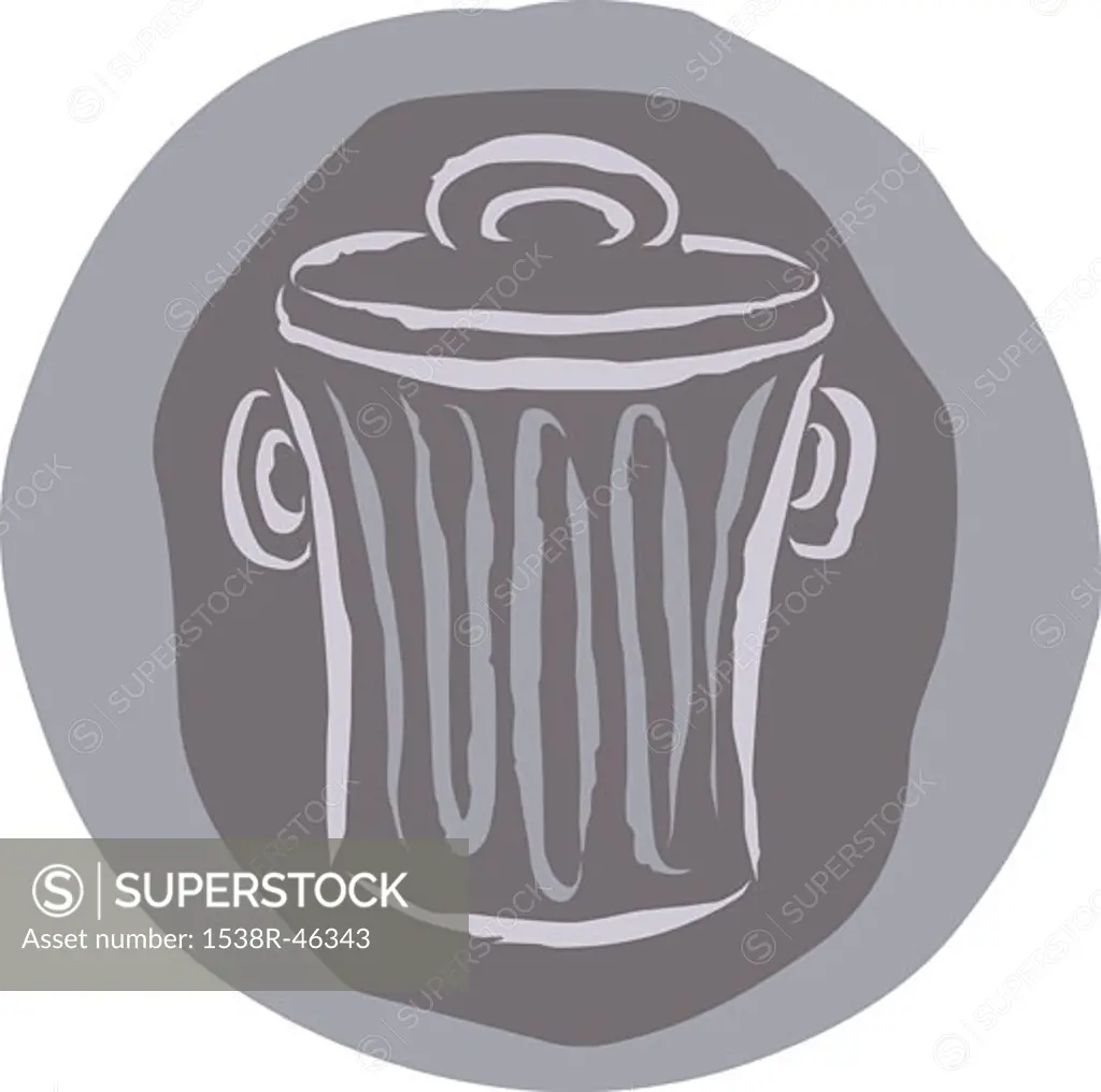 A drawing of a garbage can