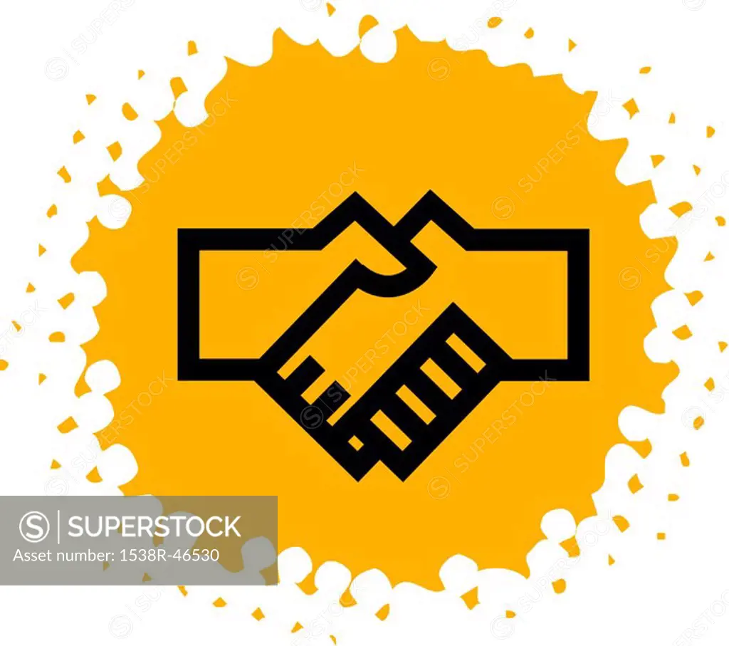 Drawing of a handshake on yellow background