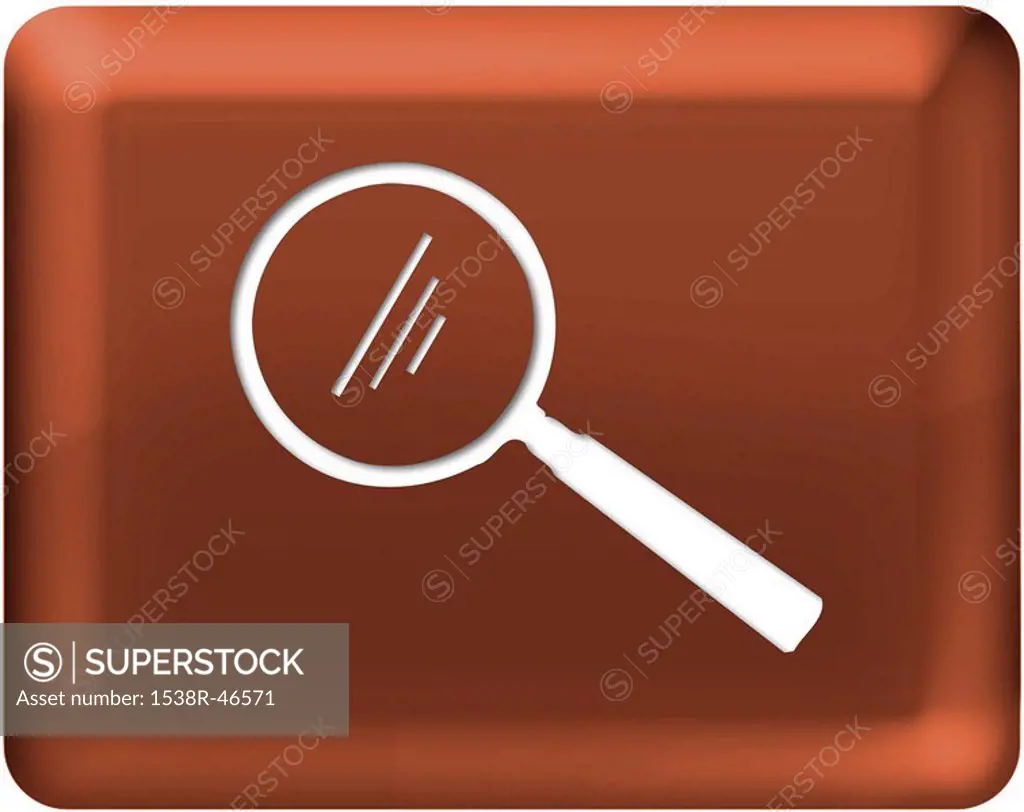 A magnifying glass on red background