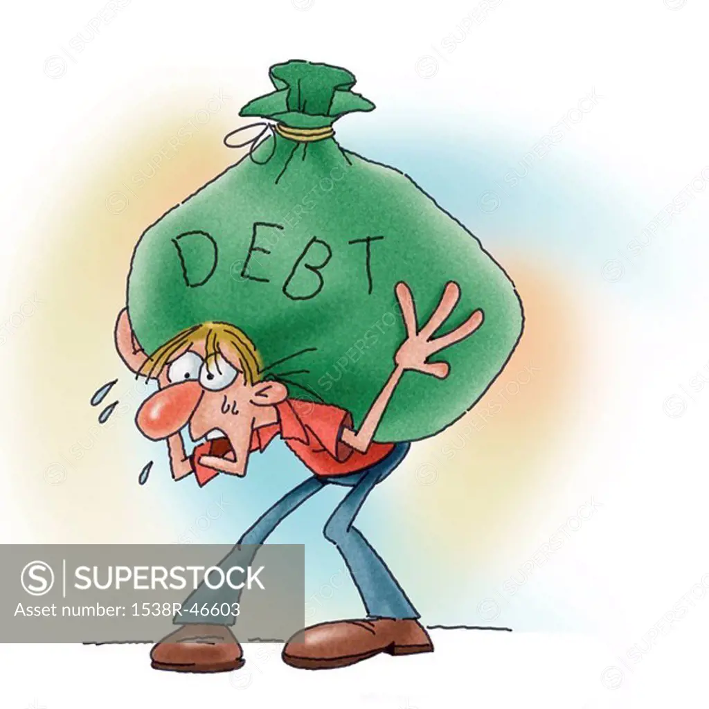 A man with a load of debt on his back