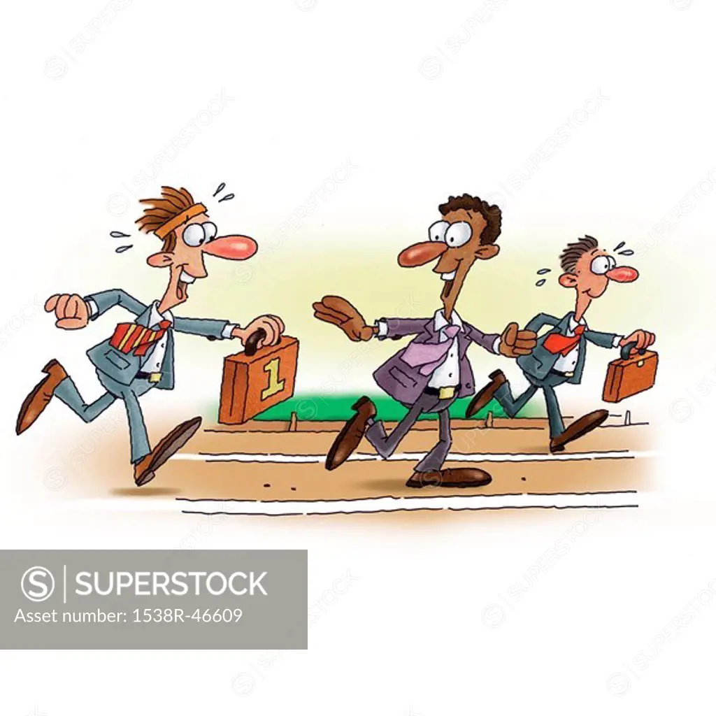 An illustration of a businessman baton race