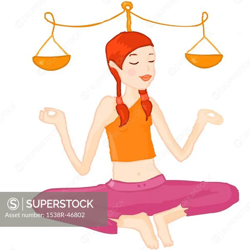 A Libra girl balancing the scale as she does yoga