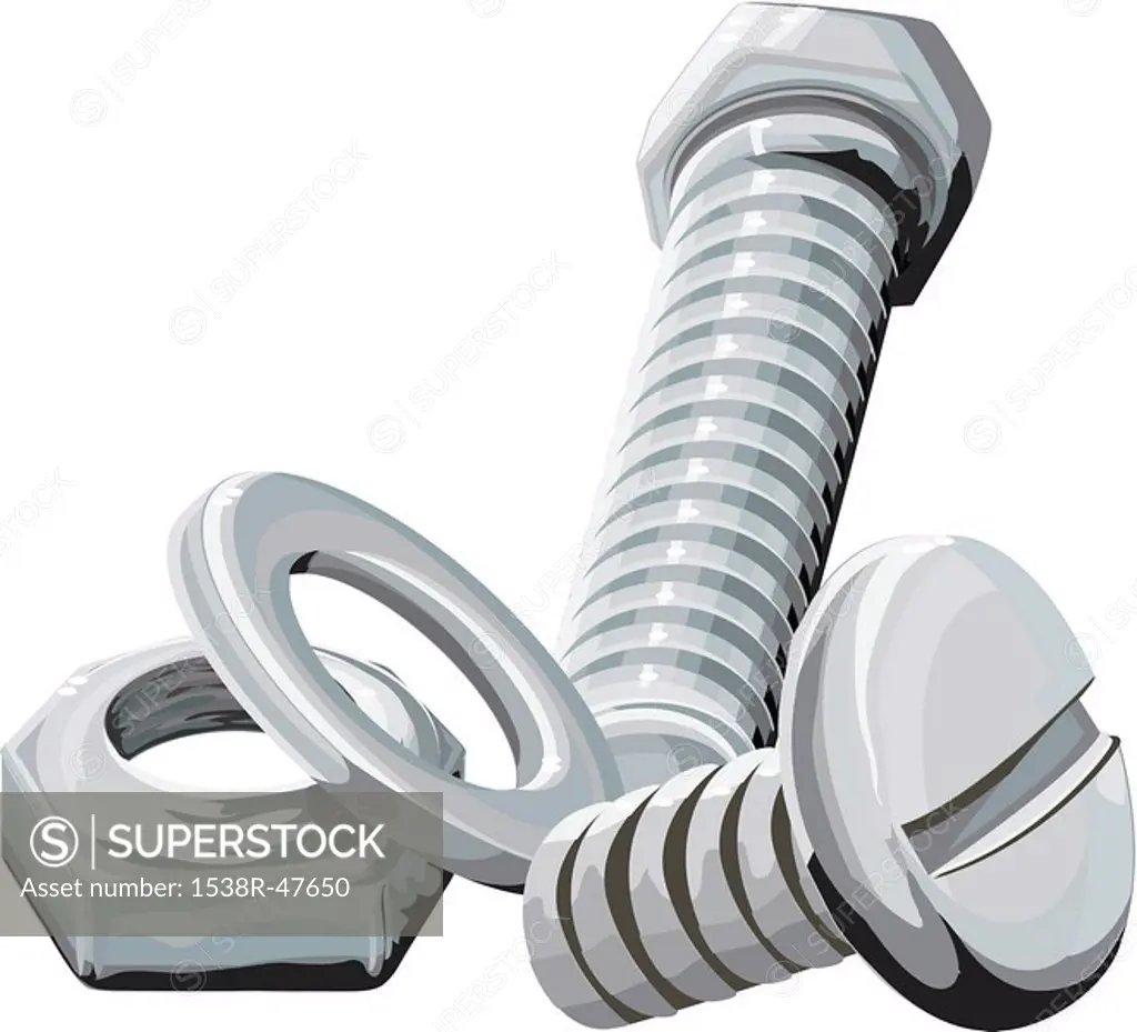 Illustration of nuts and bolts