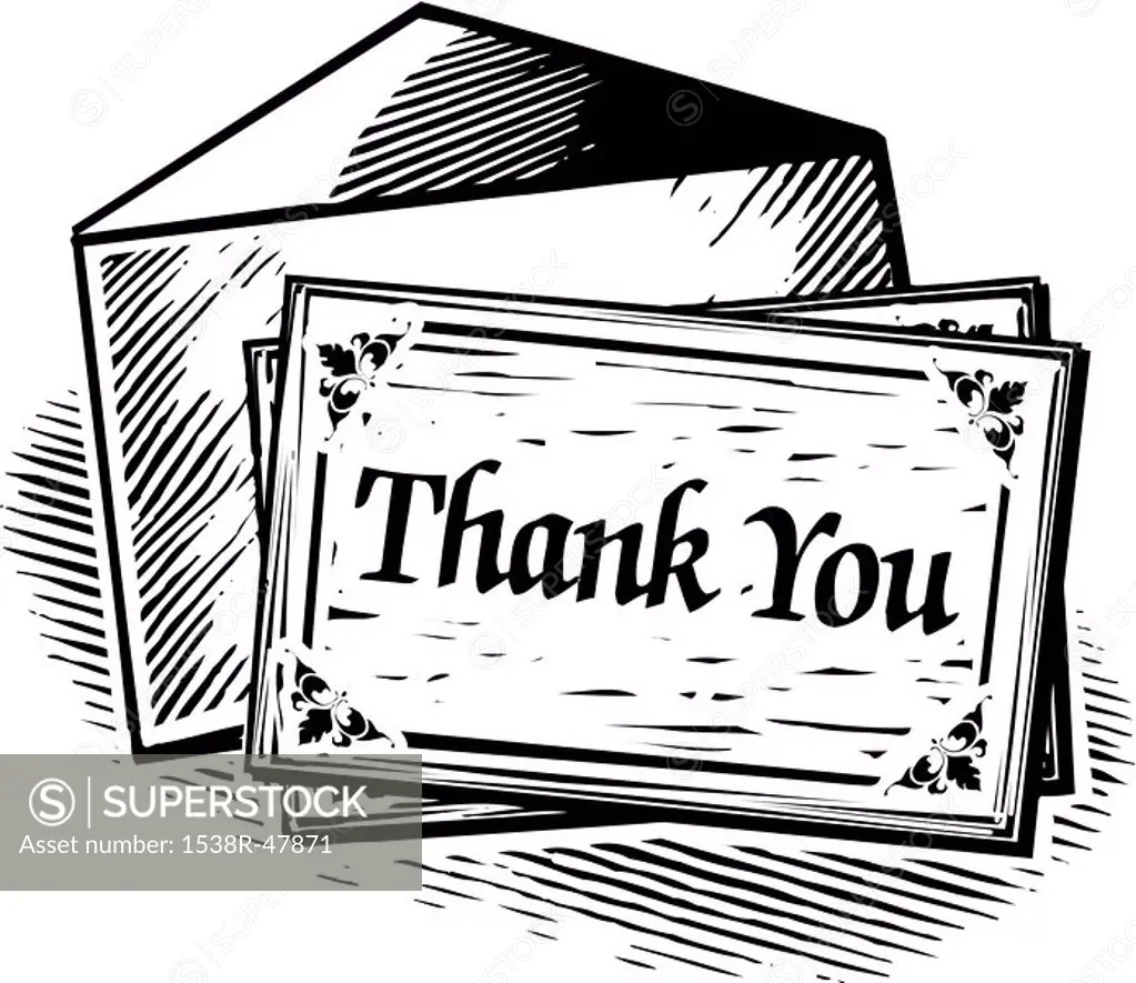 Thank you card, black and white