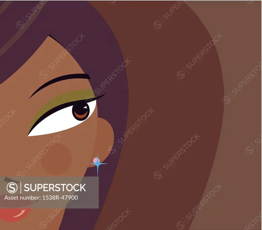 A woman illustrated on a brown background