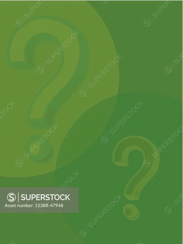 Illustration of question marks against a green background