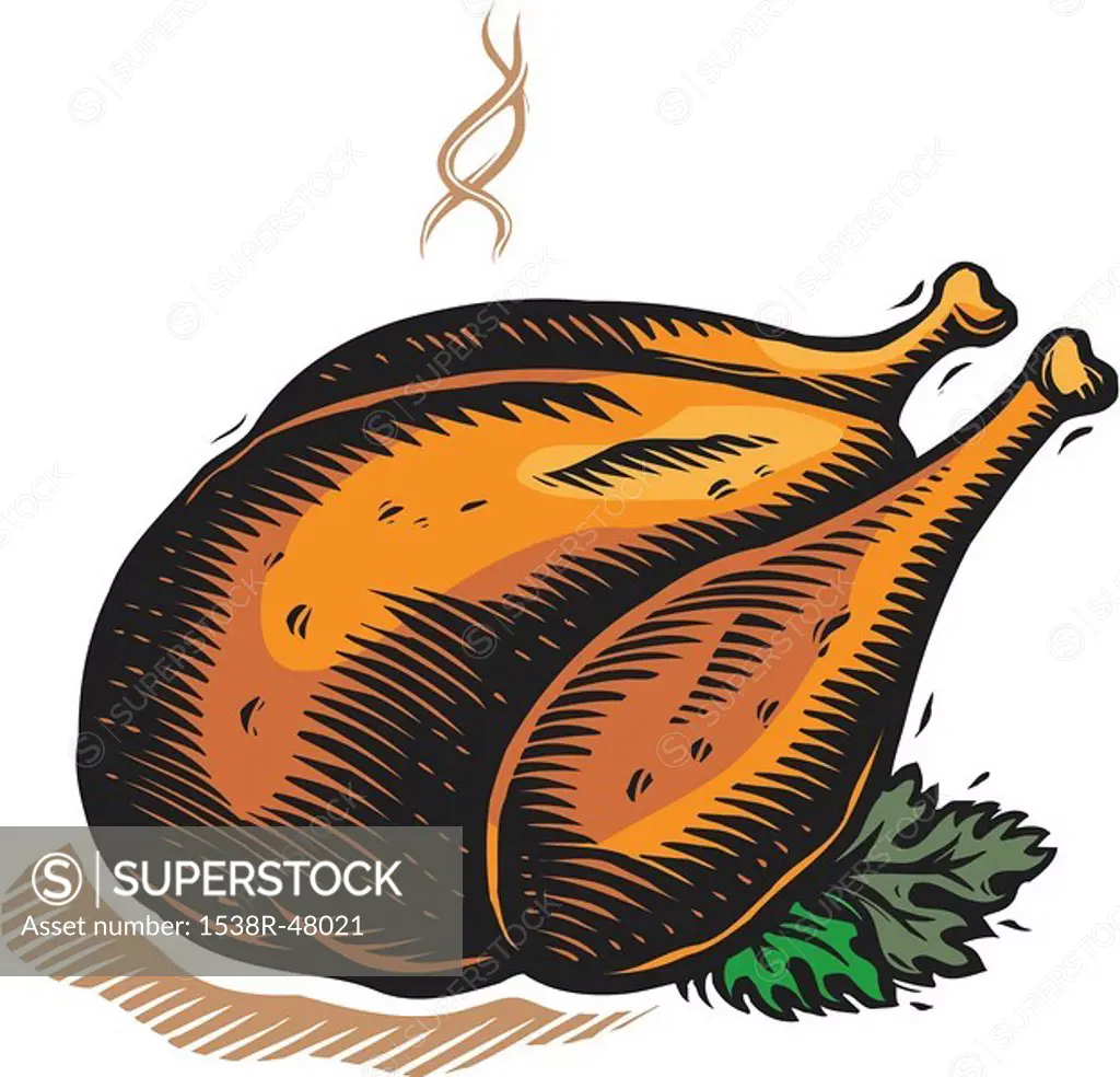A drawing of roast turkey ready to be served