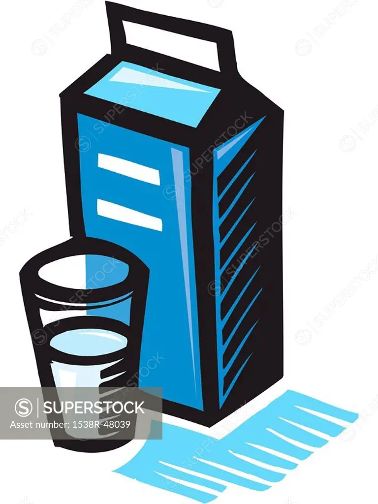 A drawing of a carton of milk