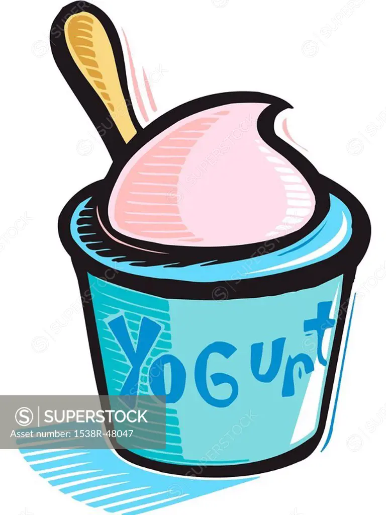 A drawing of a cup of yoghurt
