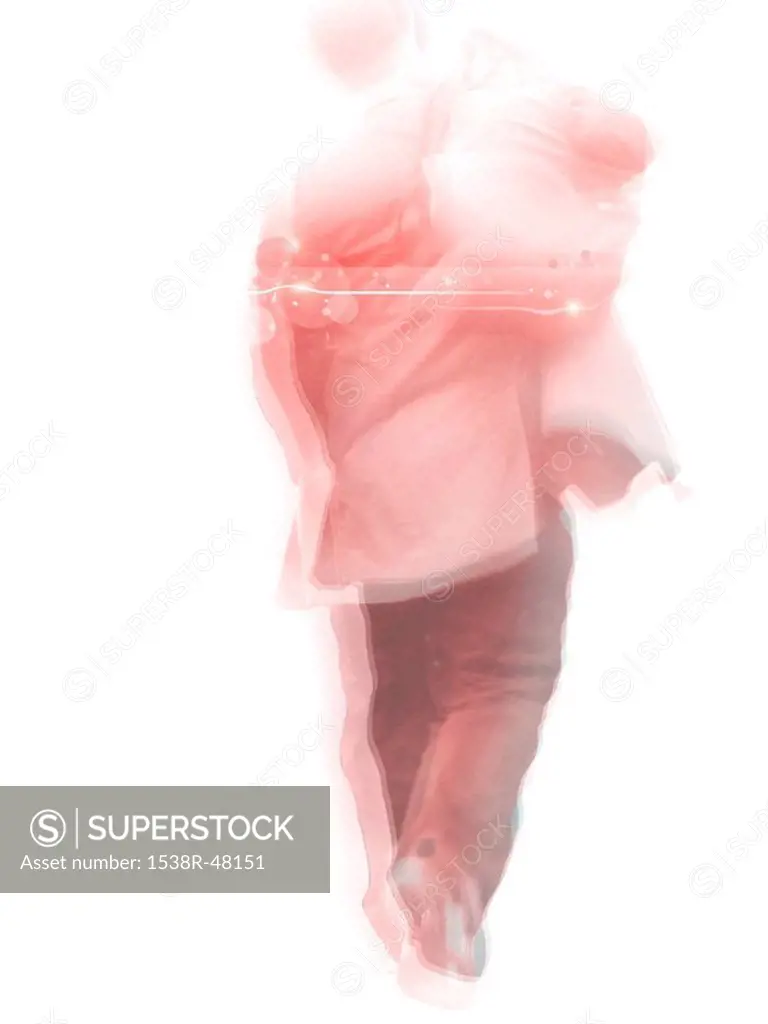 A picture of a man leaving with his bag