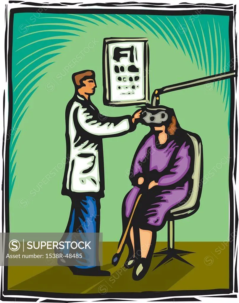 Optometrist checking a womans eyes
