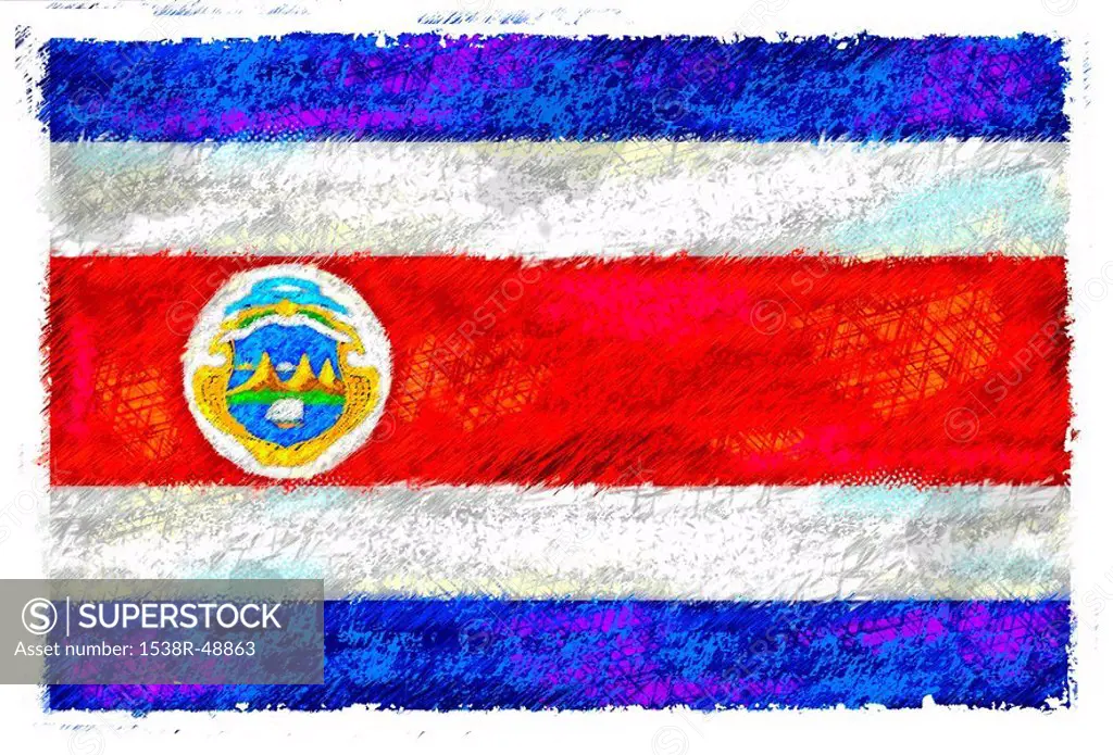 Drawing of the flag of Costa Rica