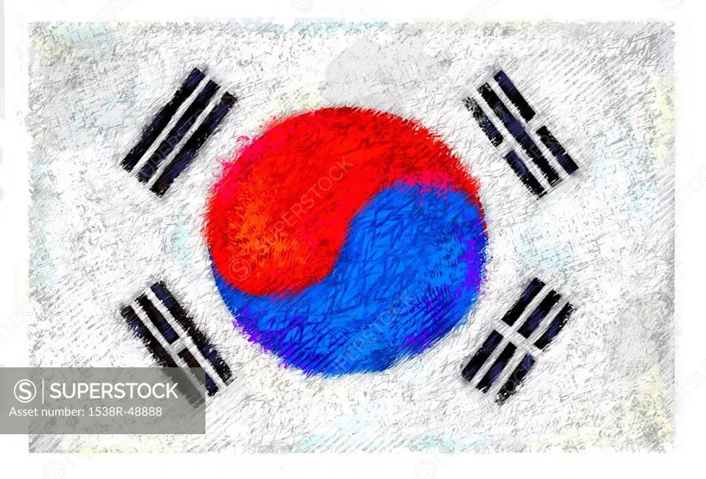 Drawing of the flag of South Korea