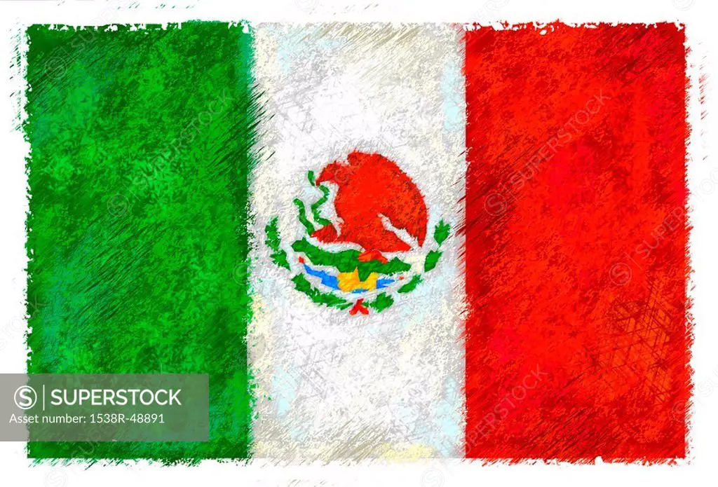 Drawing of the flag of Mexico