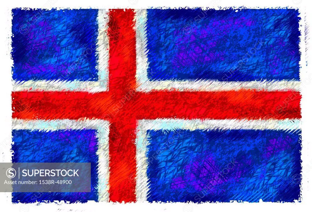Drawing of the flag of Iceland