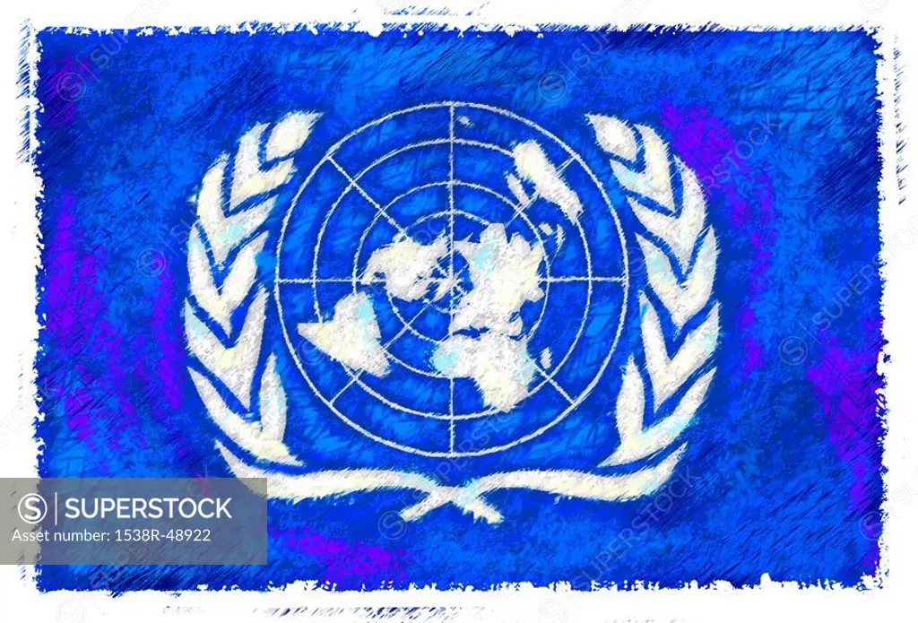 Drawing of the flag of United Nations