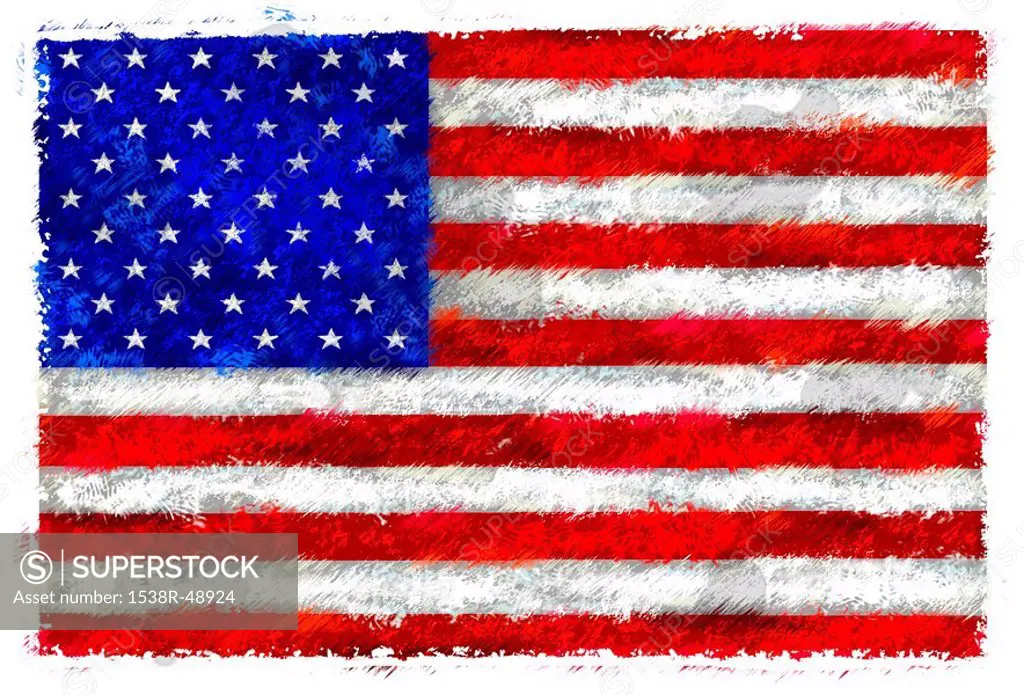 Drawing of the flag of the United States