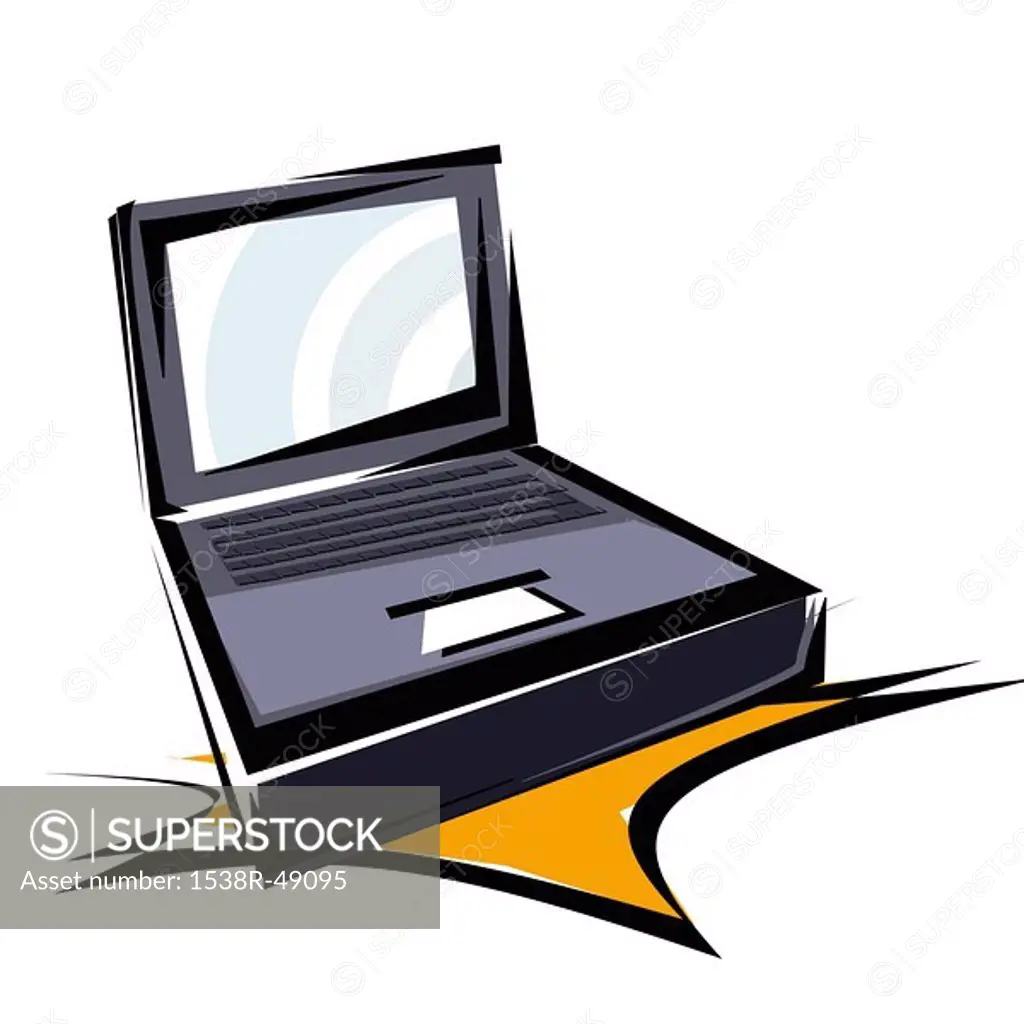 A drawing of a laptop