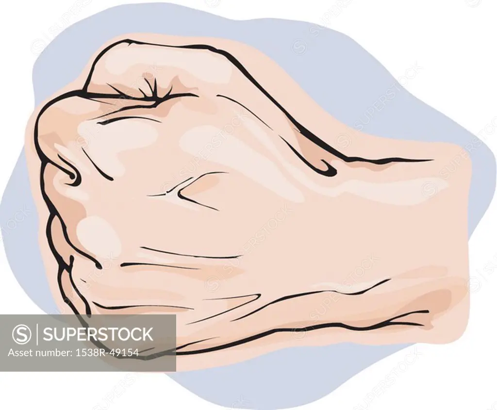A drawing of a closed fist with background