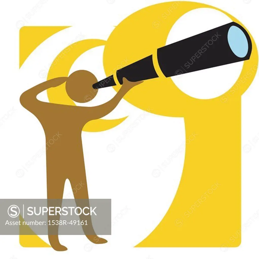 person looking through a telescope