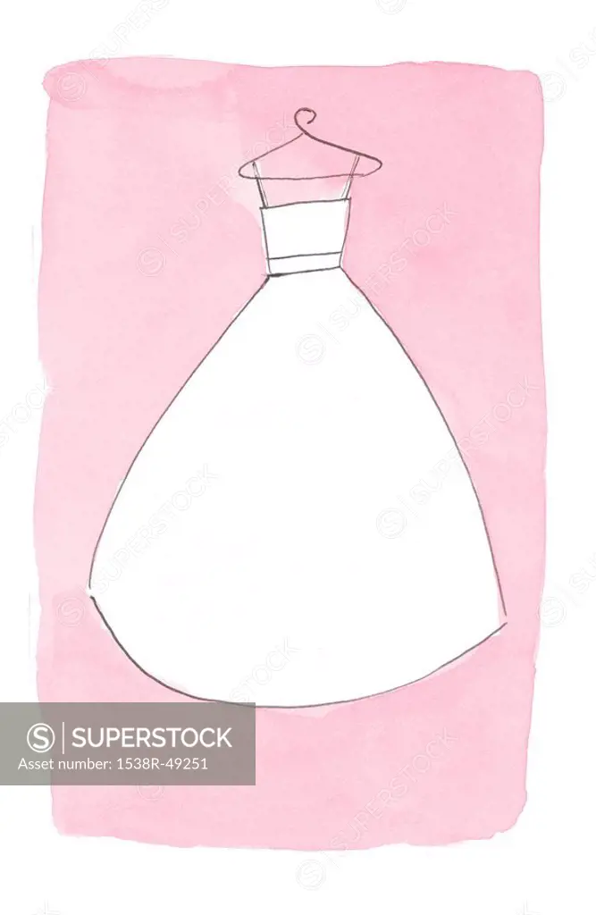 Wedding dress on pink background