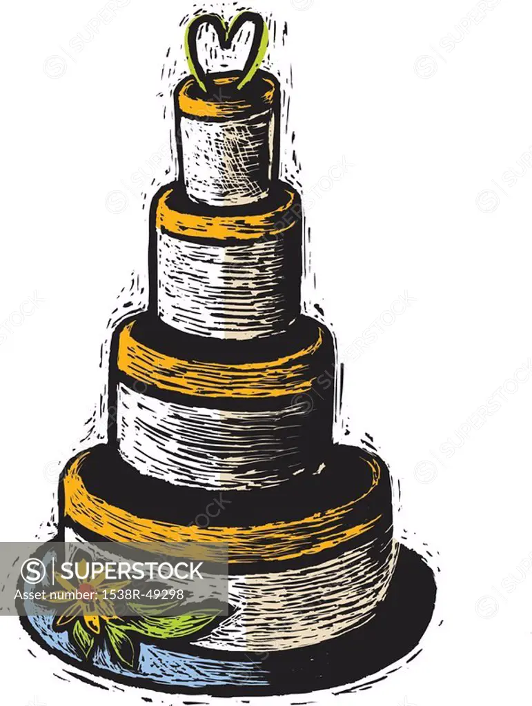 A four-tiered wedding cake