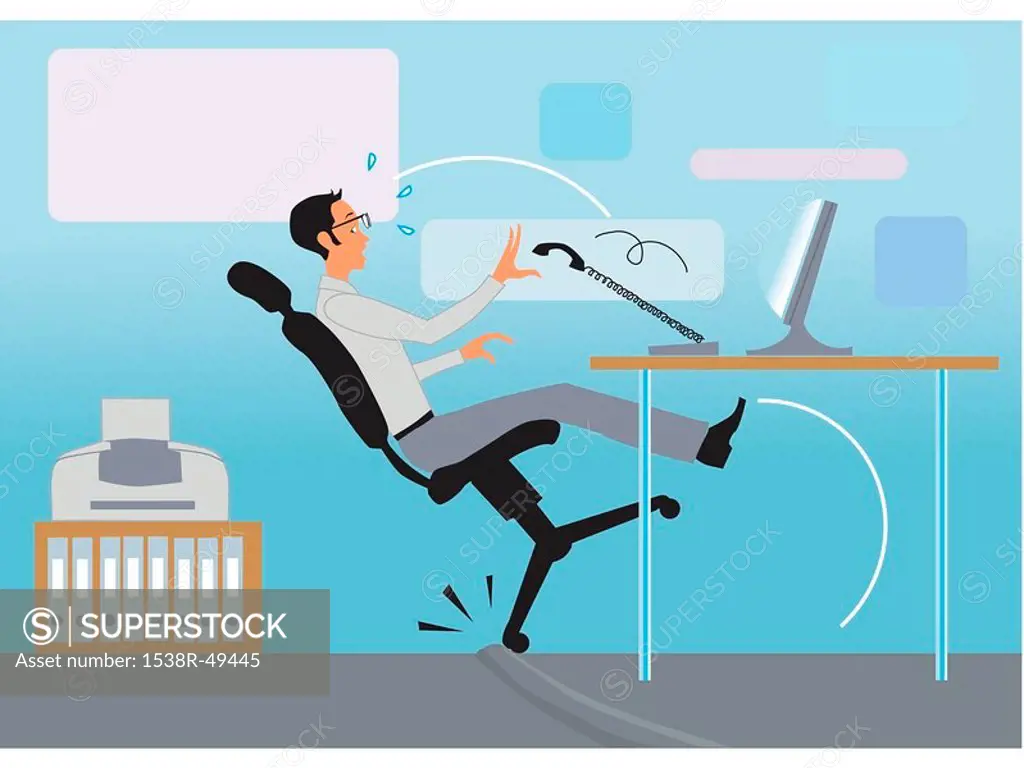 man falling off his office chair