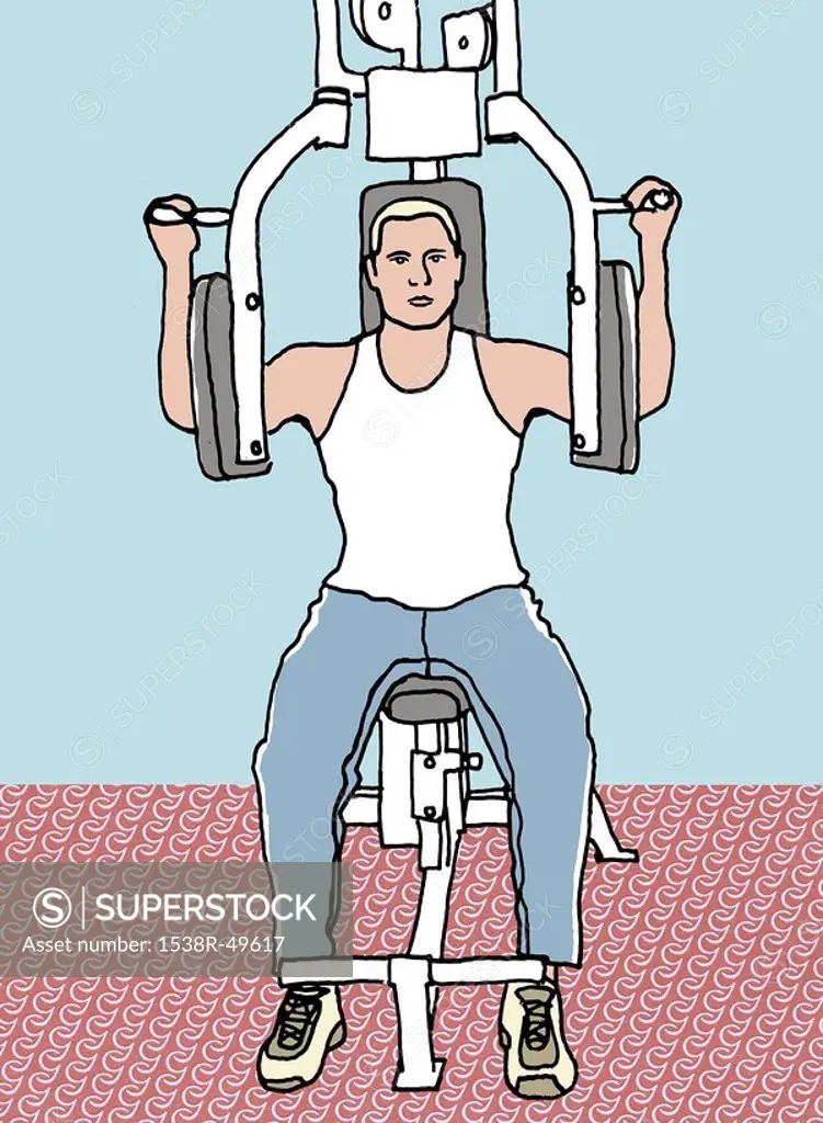 A man exercising at the gym