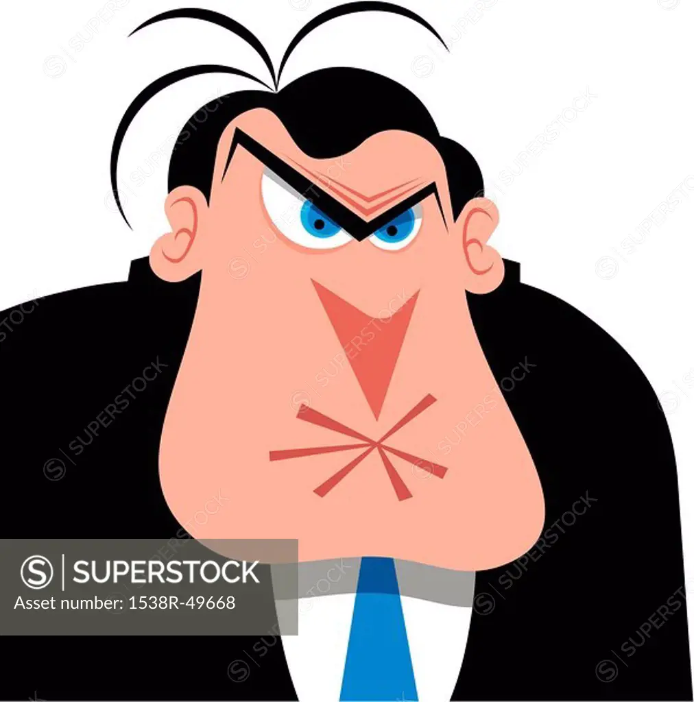 angry man with pursed lips