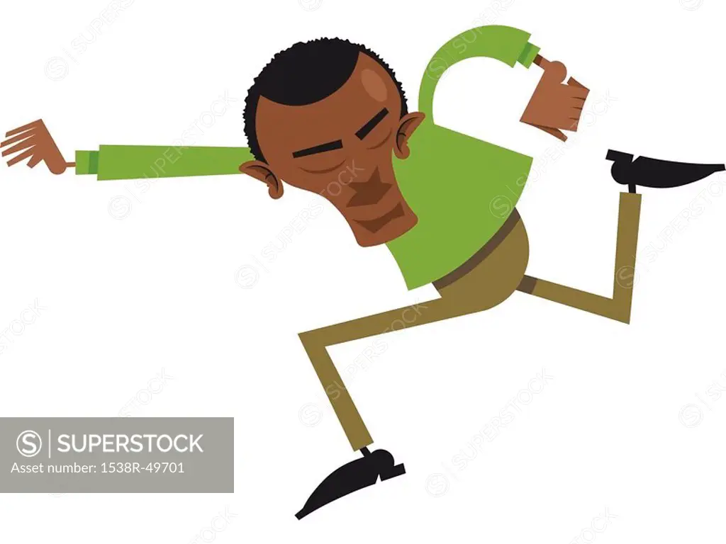 A man in green shirt running