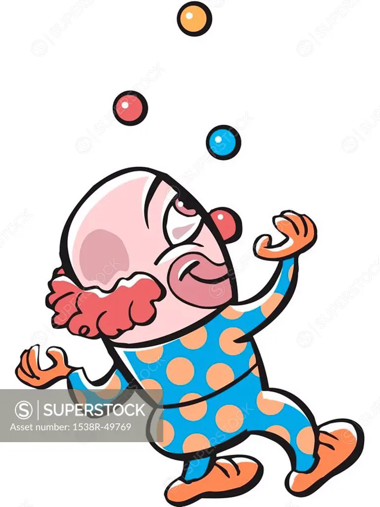 A clown juggling