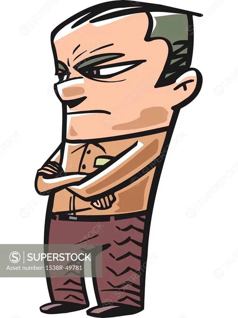 Angry man with arms crossed
