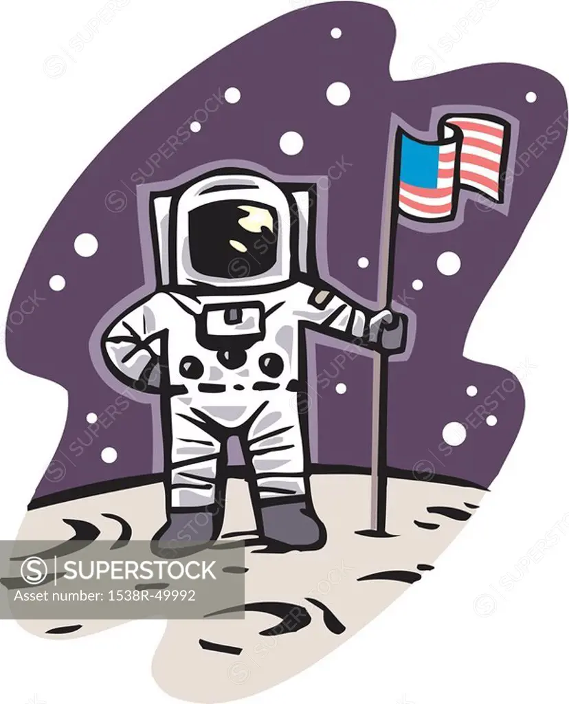 An american astronaut on the moon