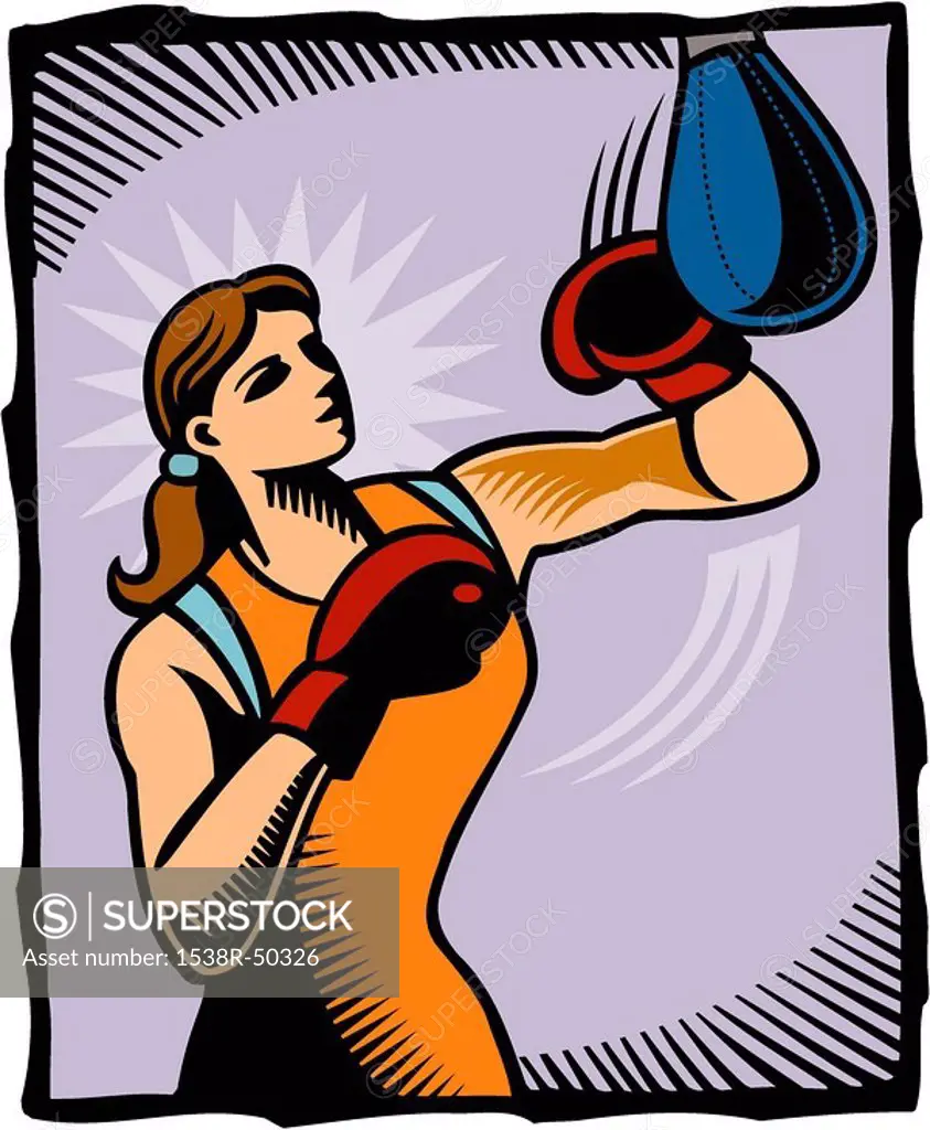 A woman boxing a punch bag